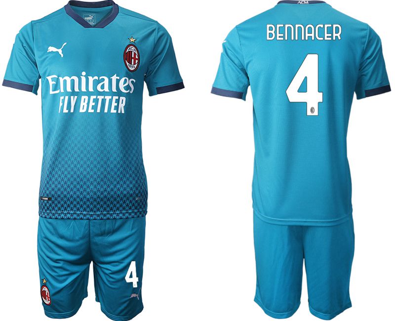 Men 2020-2021 club AC milan away #4 blue Soccer Jerseys